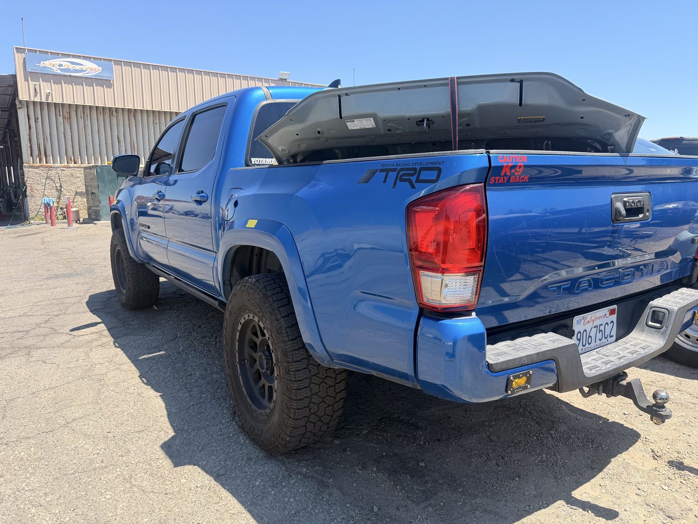 Toyota Tacoma rear before repaint in blue