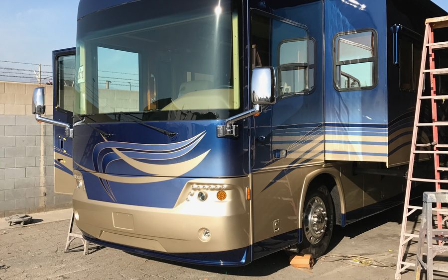 Finished front cap - new fiberglass work, painted and buffed