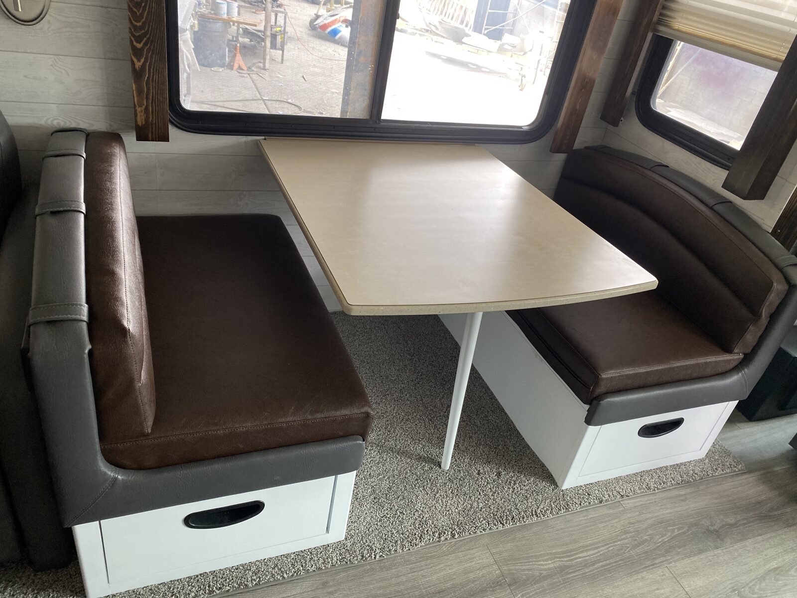 Booth dinette with new upholstery and flooring