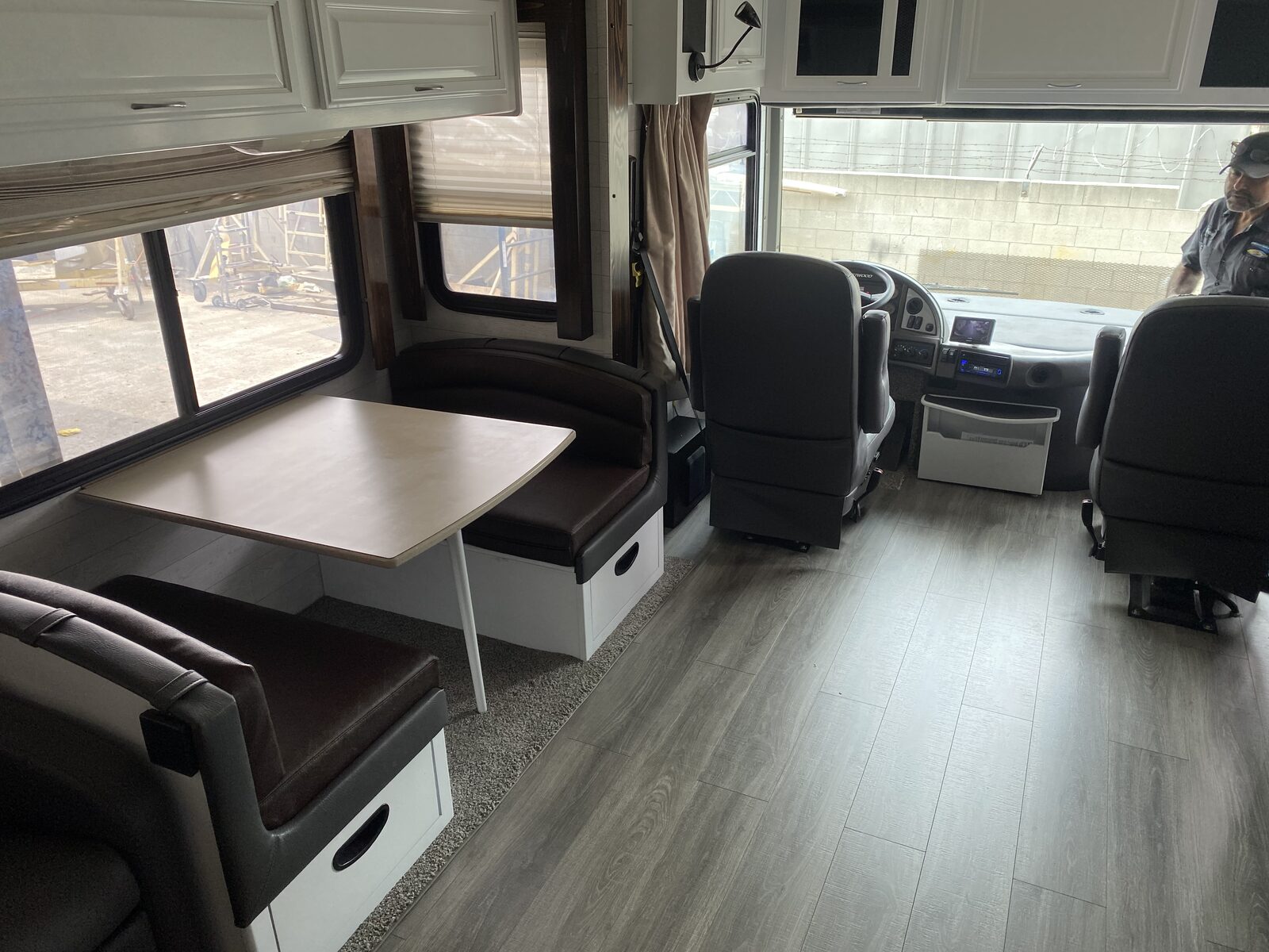 RV coach with new vinyl plank flooring