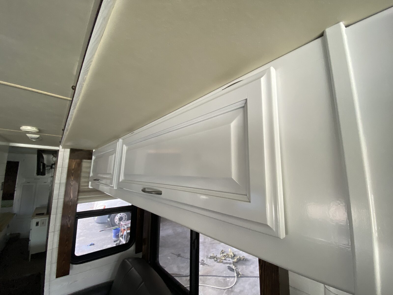 RV interior cabinets repainted white