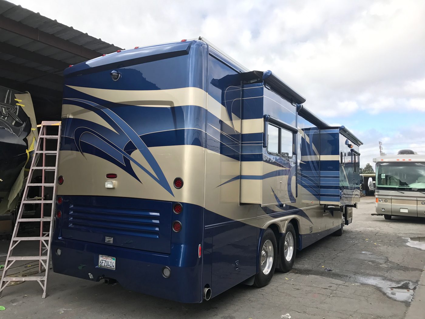 Country Coach motorhome after custom fiberglass work and repaint