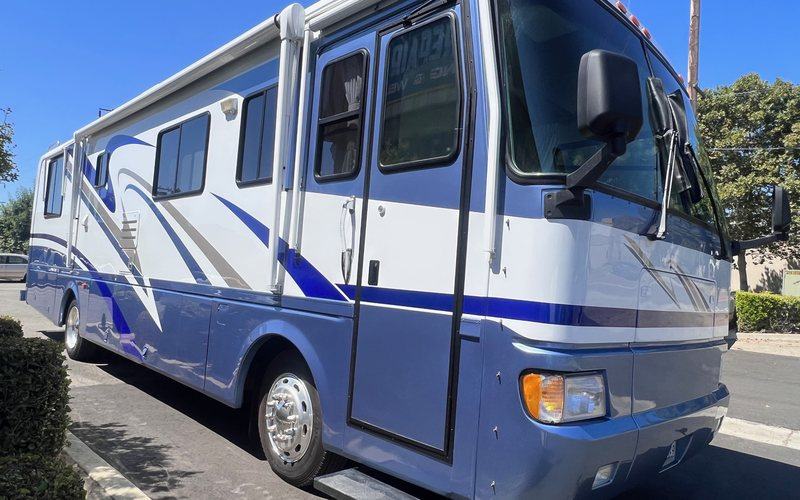 Class A motorhome - finished, roadside