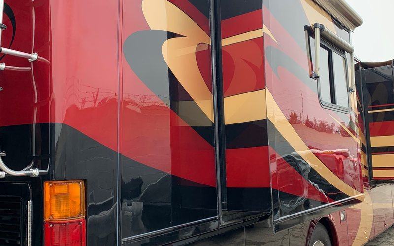 Class A motorhome - red scheme, rear