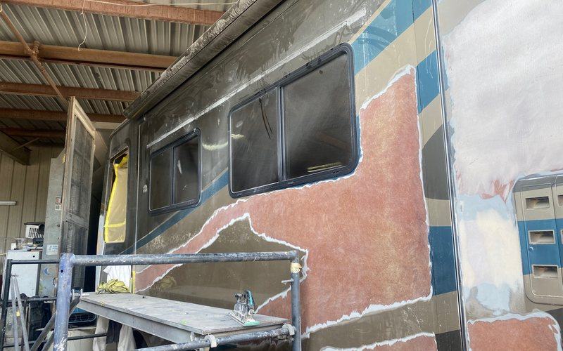 Fiberglass thermal checking repair - in progress