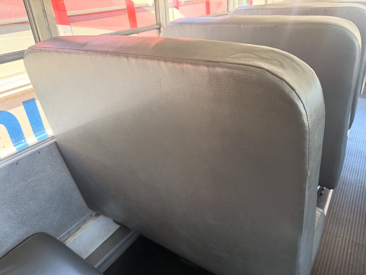 School bus seat upholstery after