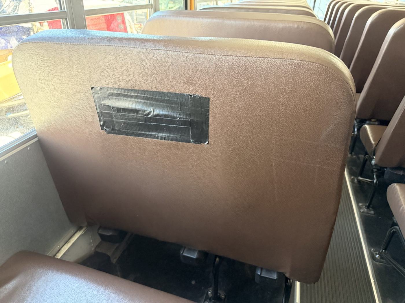 School bus seat upholstery before