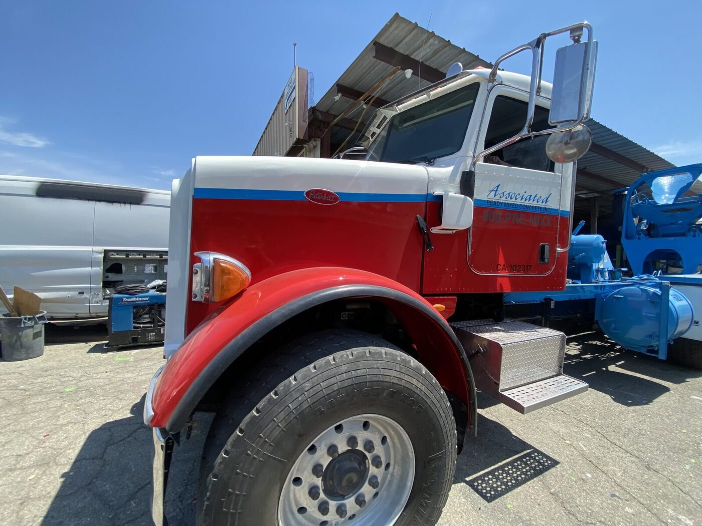 Associated Ready Mixed Concrete Peterbilt after cab repair, refinish and lettering