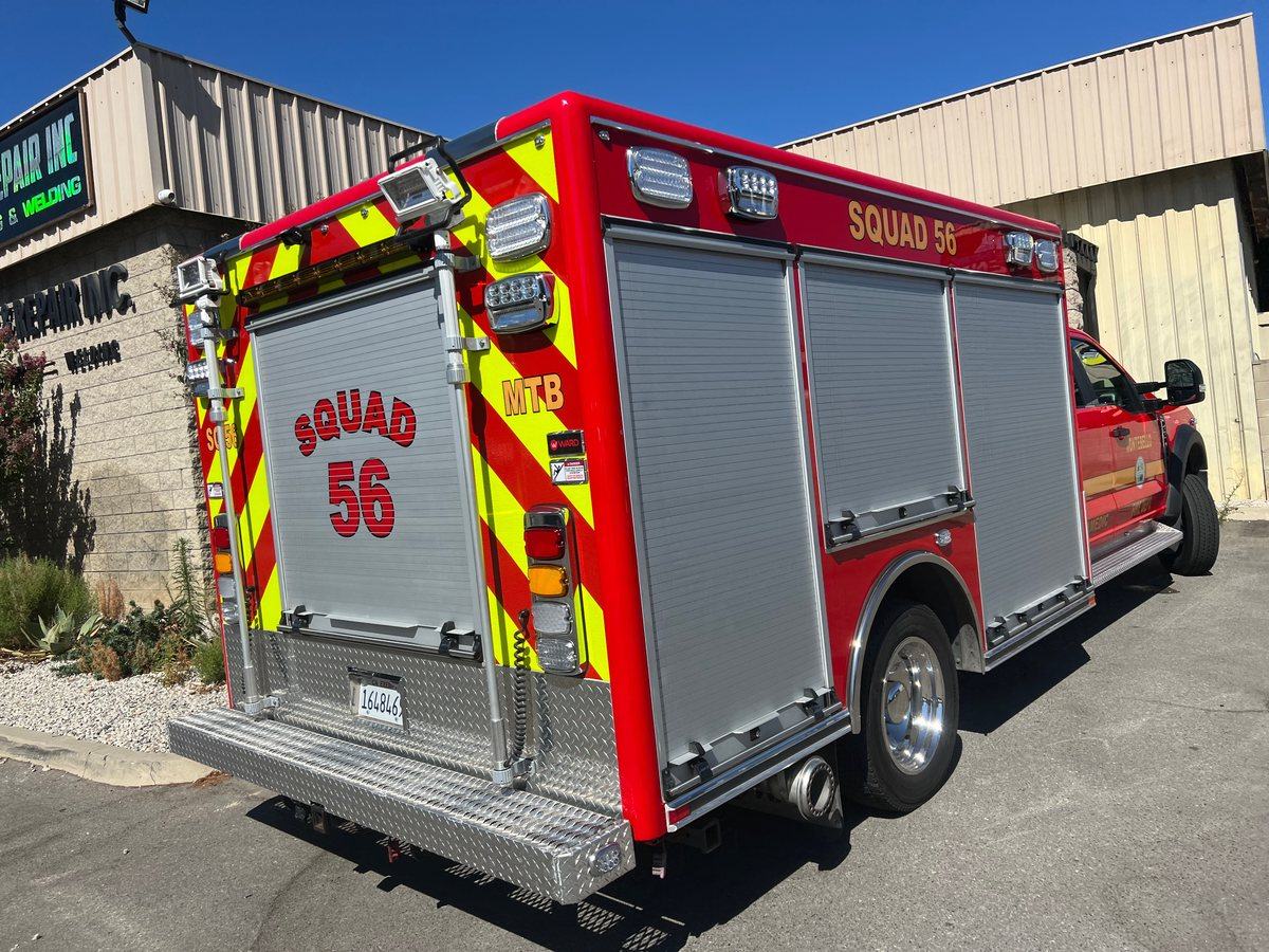 Montebello Fire Department Squad 56 after repair and paint